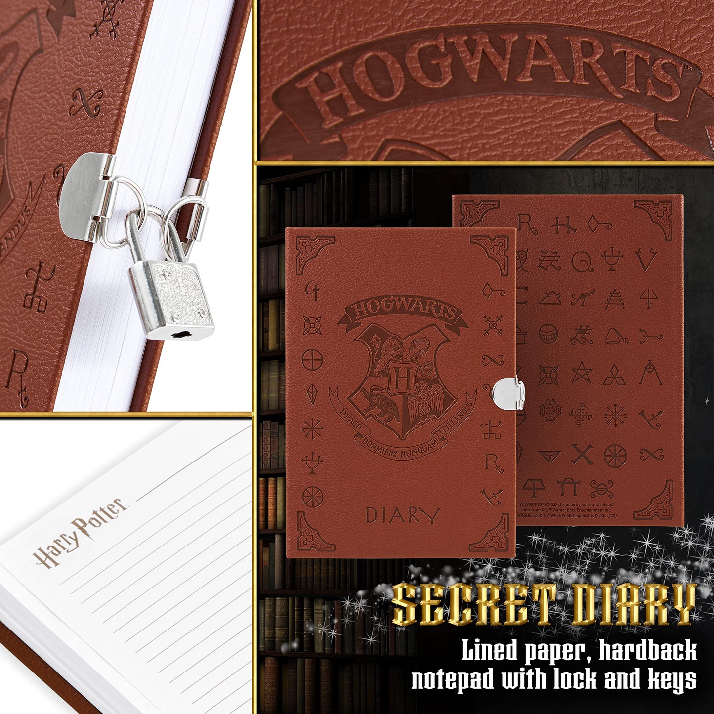 Diario Secreto de Harry Potter, Diario Mágico y Divertido con Cerradura Original